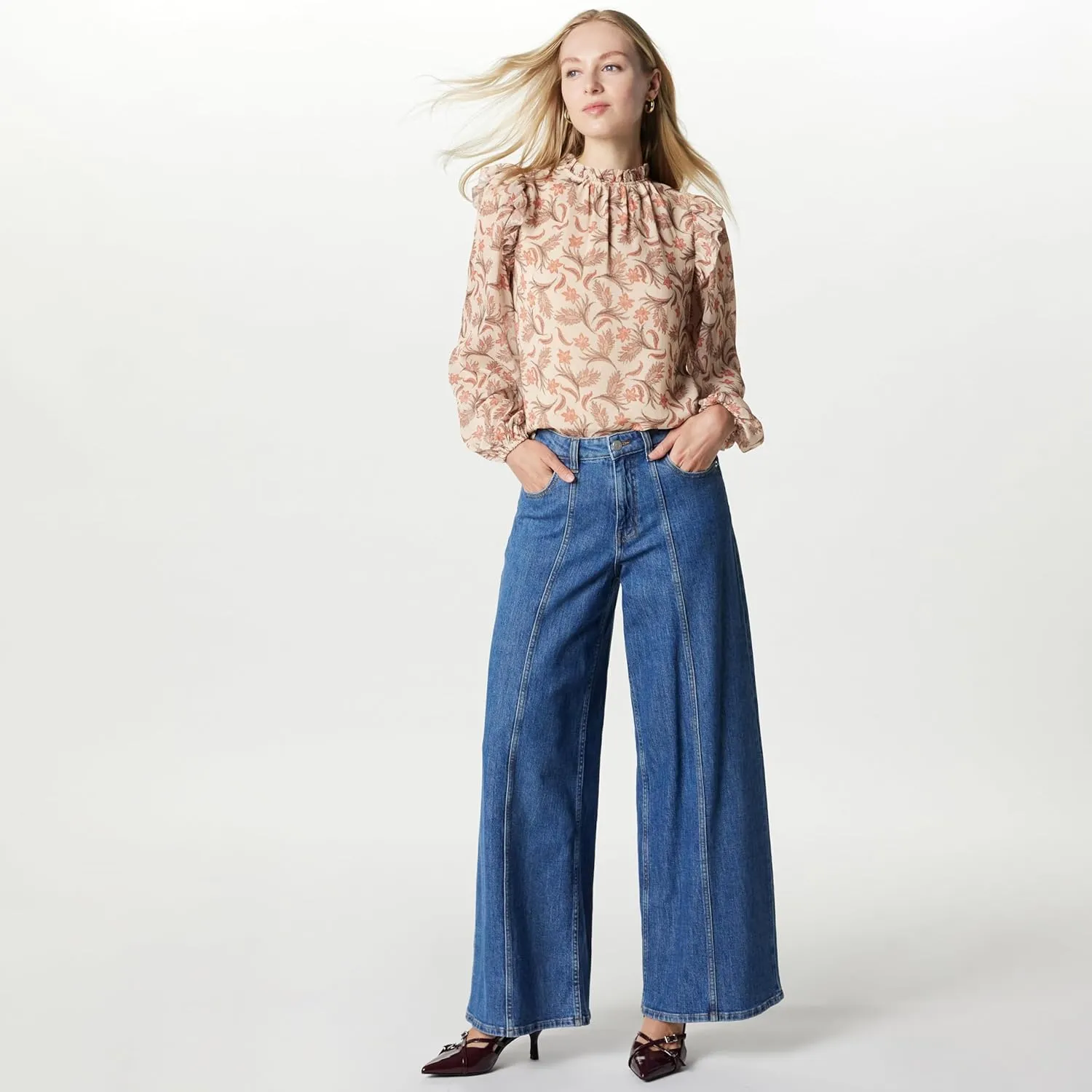 The Drop Women's Feme Romantic Ruffle Shoulder Blouse