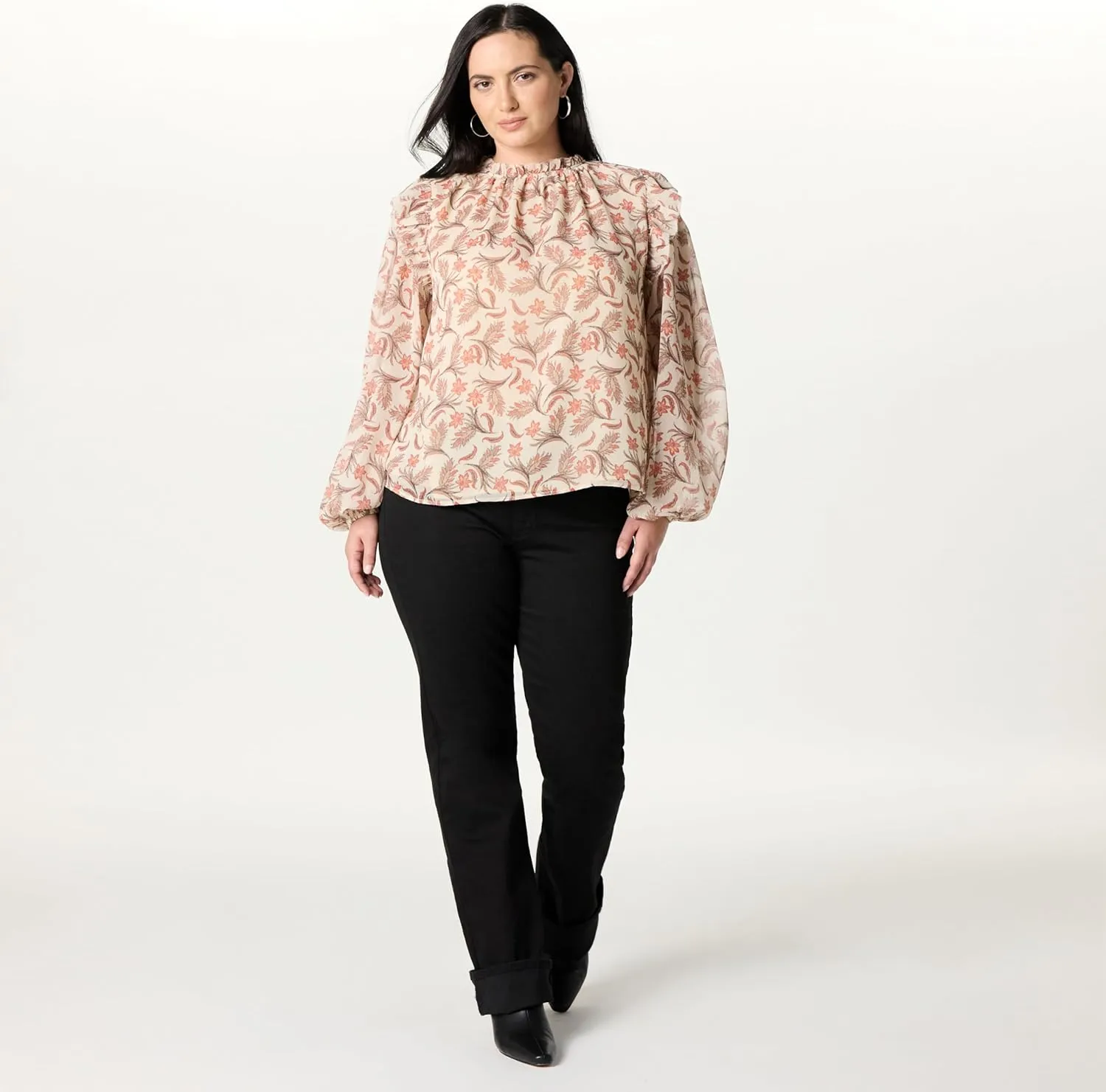 The Drop Women's Feme Romantic Ruffle Shoulder Blouse