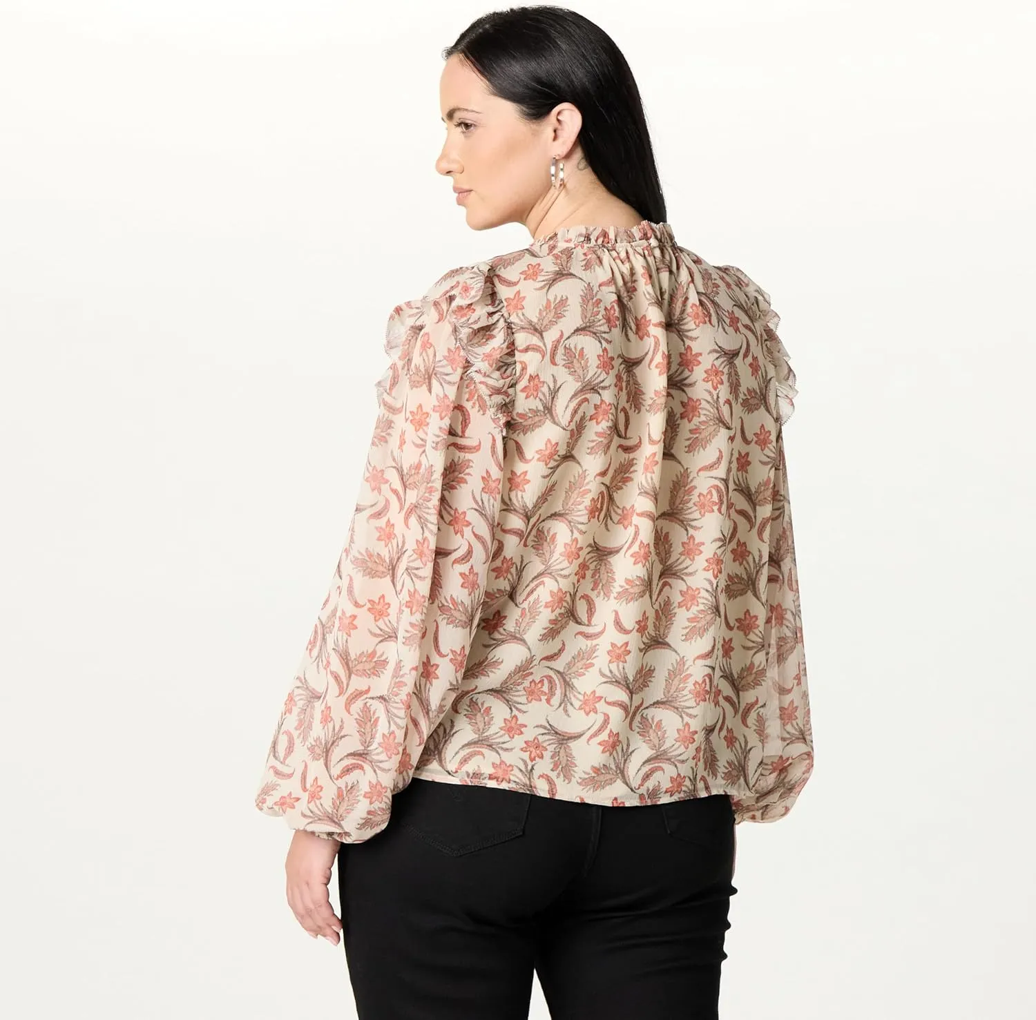 The Drop Women's Feme Romantic Ruffle Shoulder Blouse
