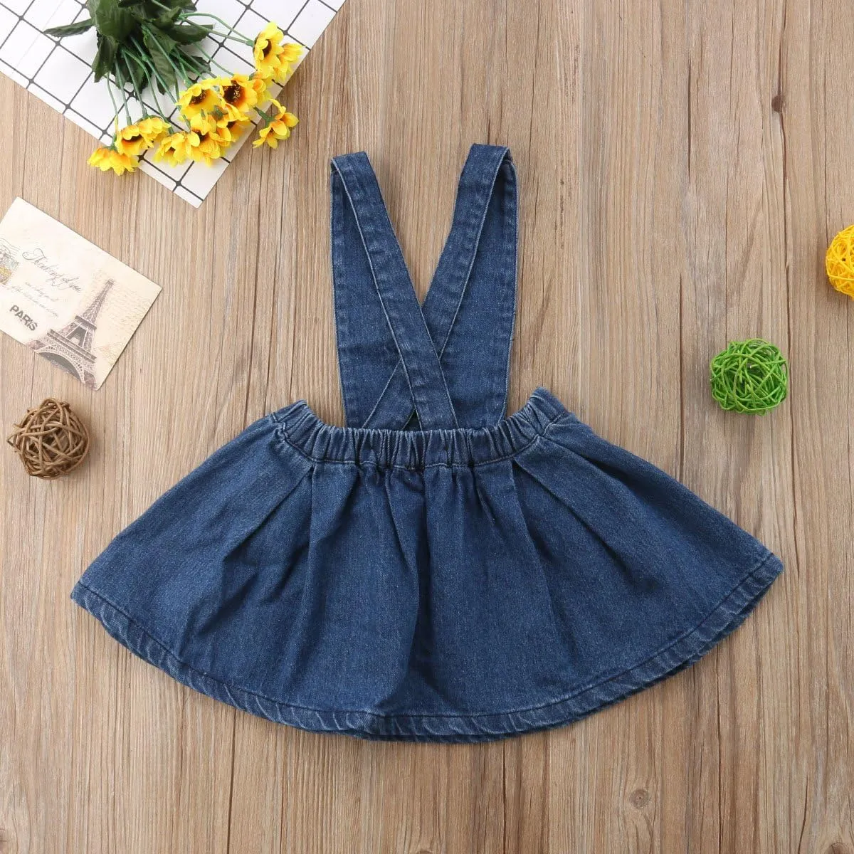 Toddler Girls Denim Dress Suspender Denim Skirt Infant Baby Girl Strap Dress Overalls Outfit