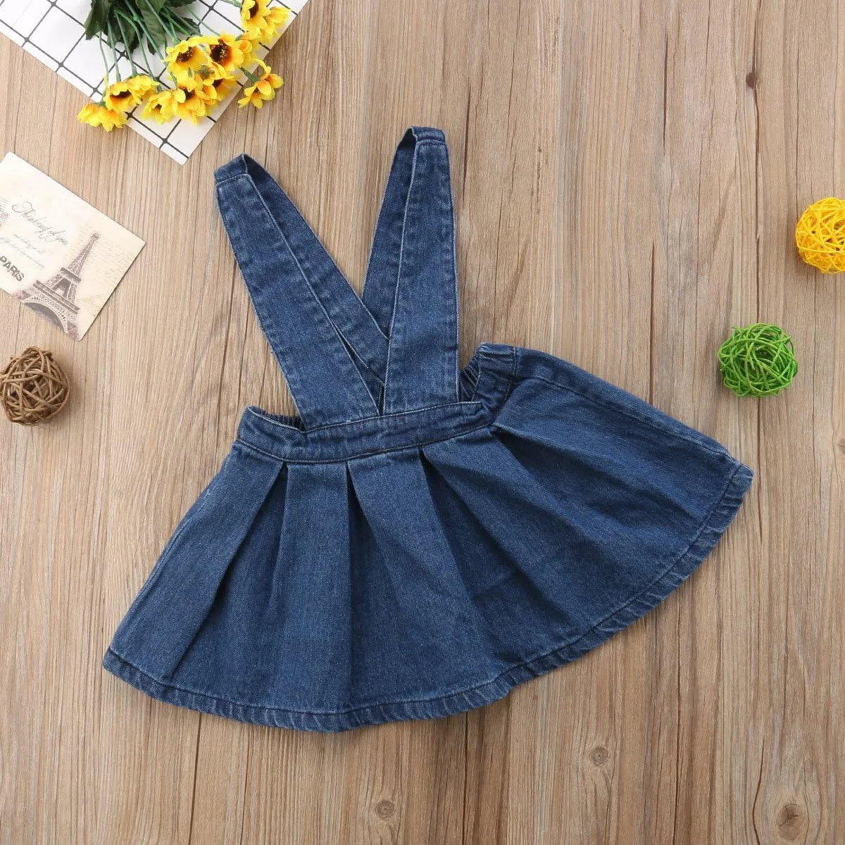 Toddler Girls Denim Dress Suspender Denim Skirt Infant Baby Girl Strap Dress Overalls Outfit