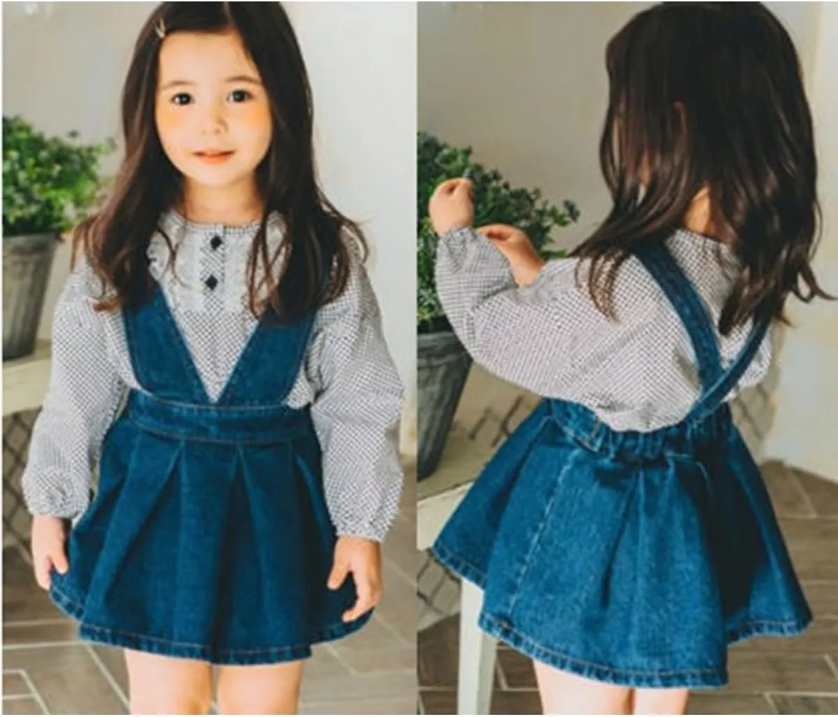 Toddler Girls Denim Dress Suspender Denim Skirt Infant Baby Girl Strap Dress Overalls Outfit