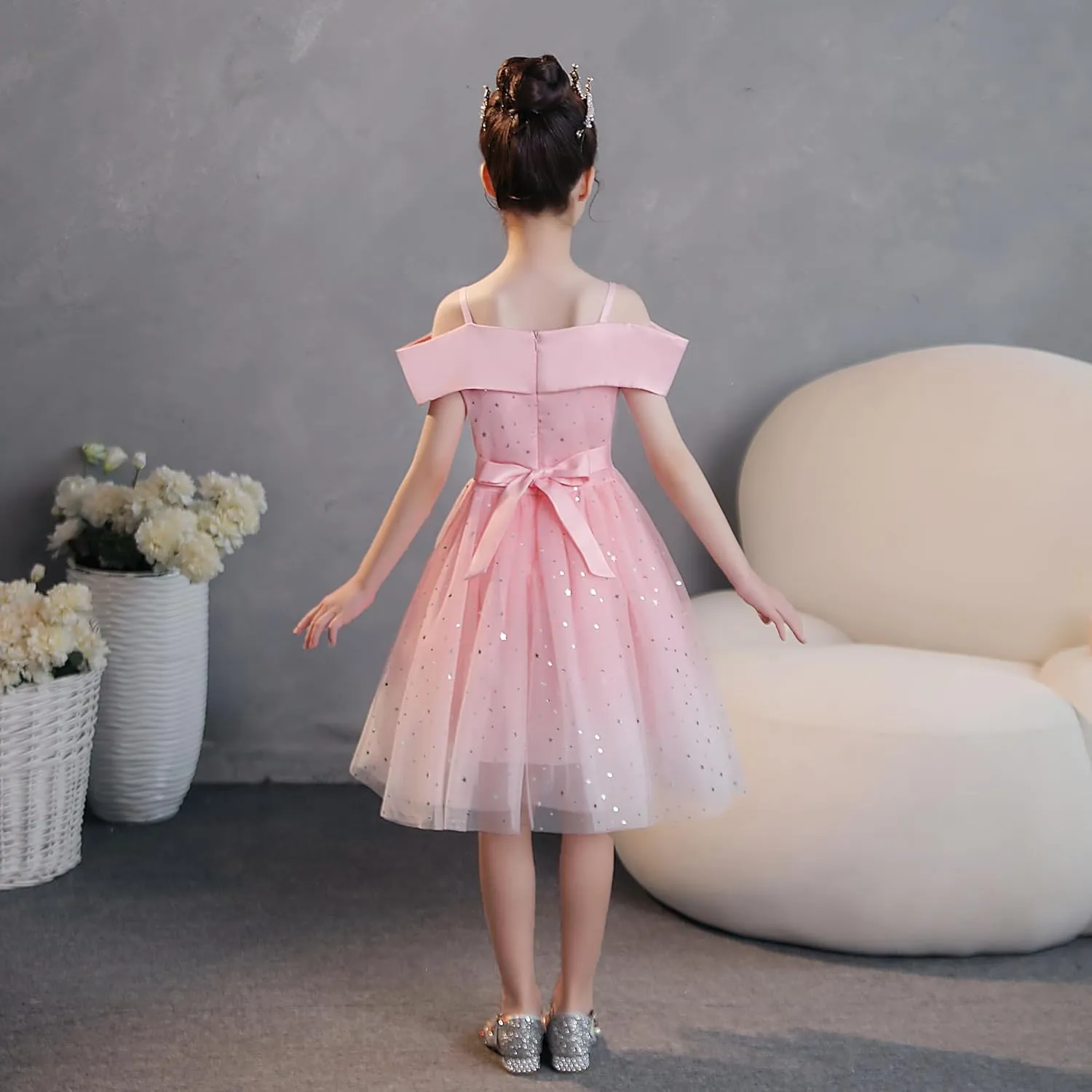Toddler Rainbow Pageant Dresses for Girls Tutu Party Sparkly Princess Gown 2-10Years