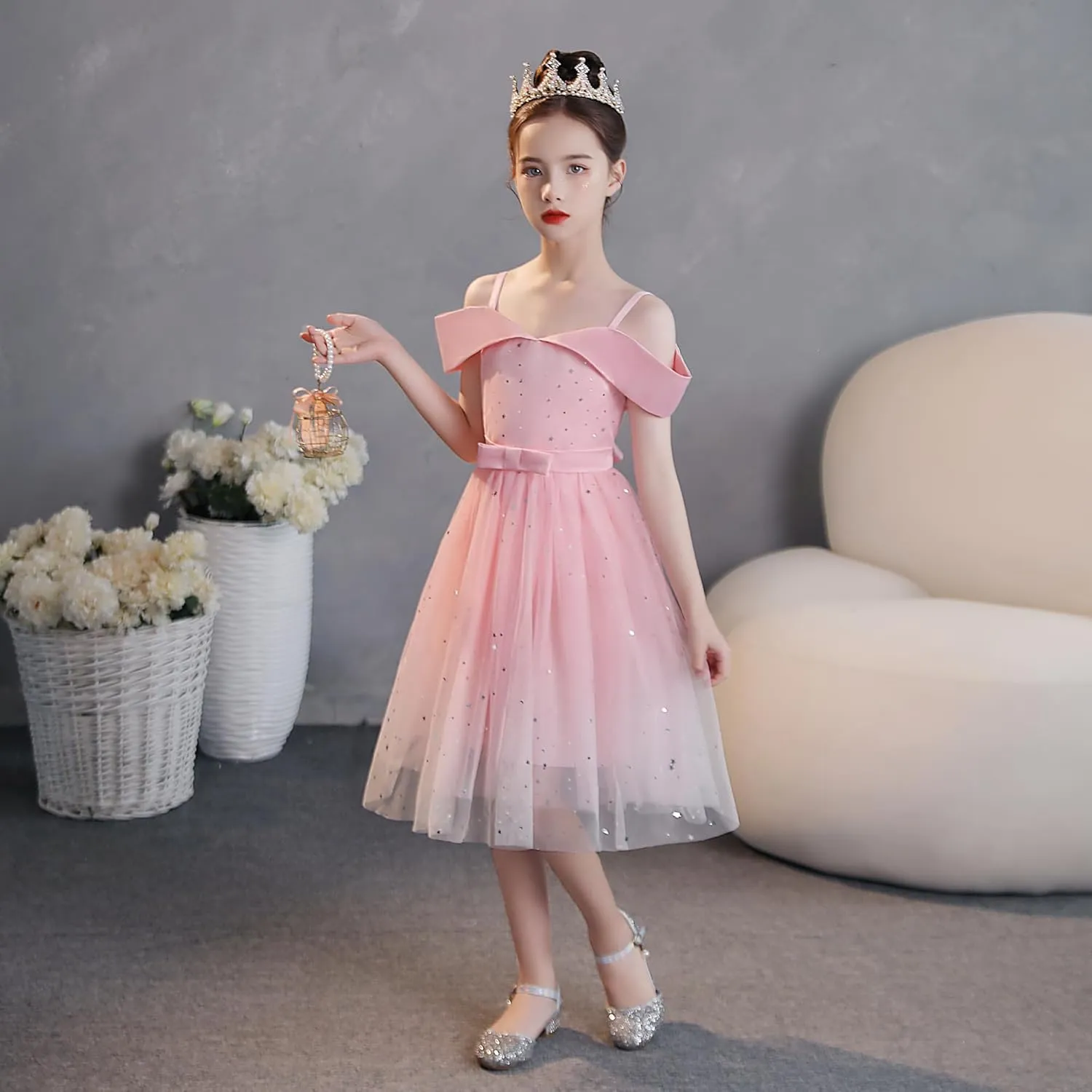 Toddler Rainbow Pageant Dresses for Girls Tutu Party Sparkly Princess Gown 2-10Years