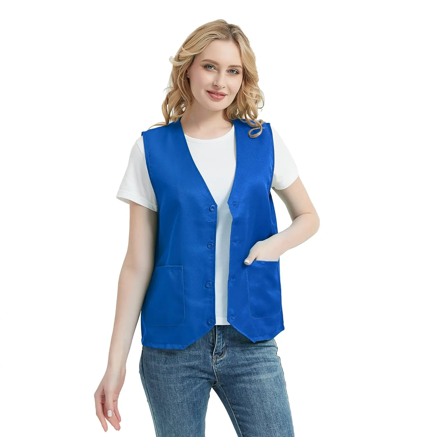 TopTie Unisex Work Vest Volunteer Activity Supermarket Uniform Button Up Vest