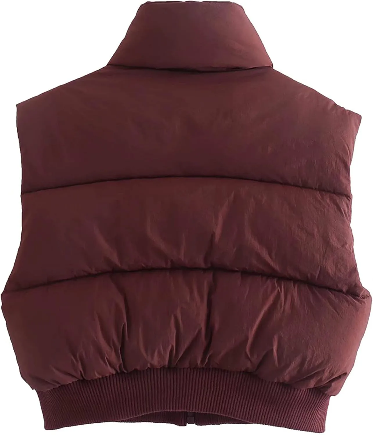 UANEO Cropped Puffer Vest Women Zip Up Stand Collar Sleeveless Padded Crop Puffy Vests