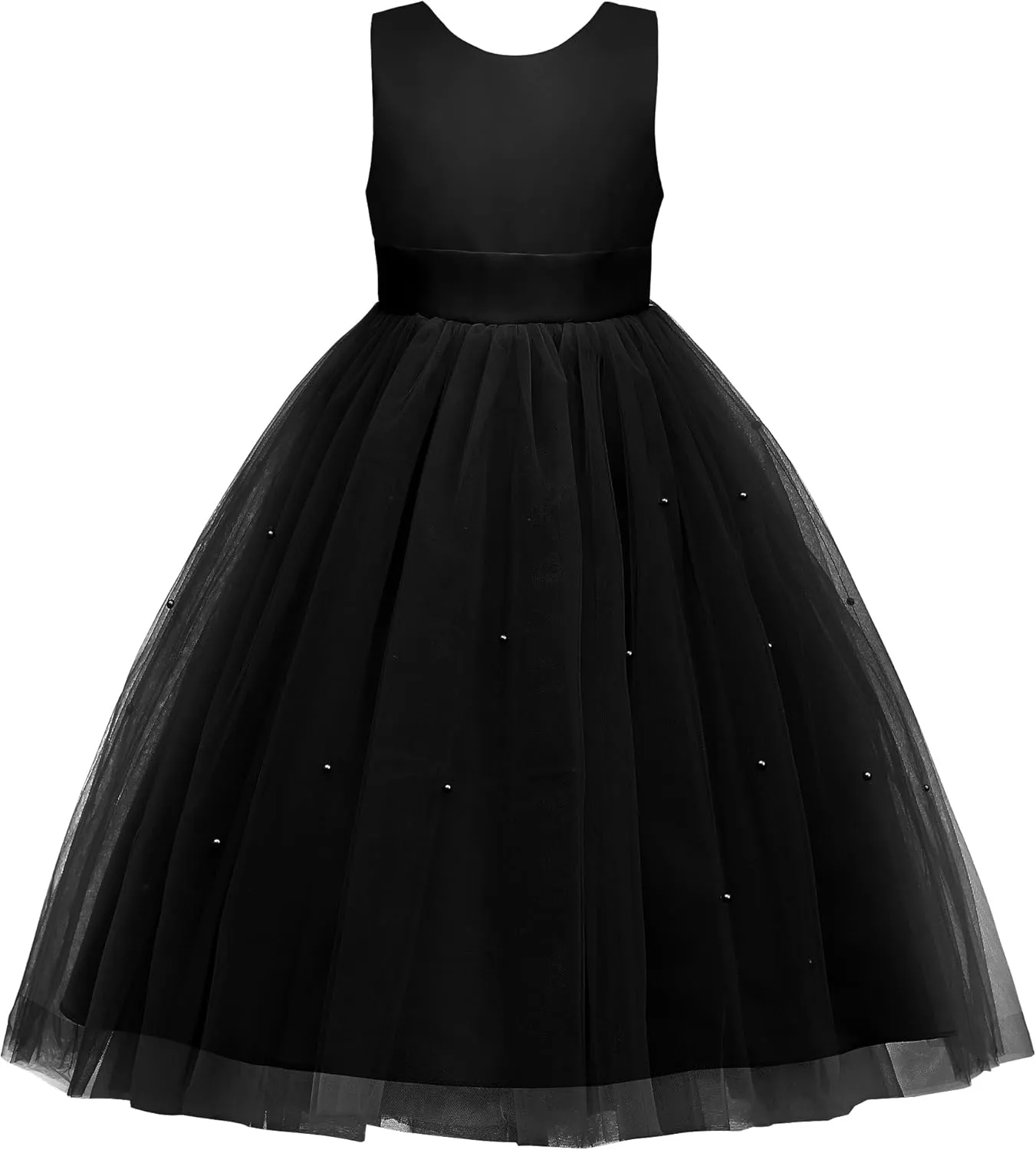Uhnice Flower Girl Dress Satin Ball Gown for Wedding Party with Bowknot