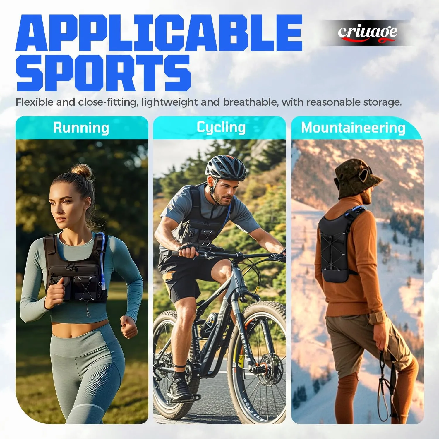 USA Original Patent Running Hydration Vest Backpack, Lightweight Chest Pack with 2.0L Water Bladder Bag Daypack for Hiking Running Cycling Race Marathon for Women Men