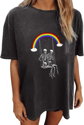 Vintage Shirts for Women Cute Graphic Tee Spring Short Sleeve Tops Oversized Tshirts Teen Aesthetic Clothing