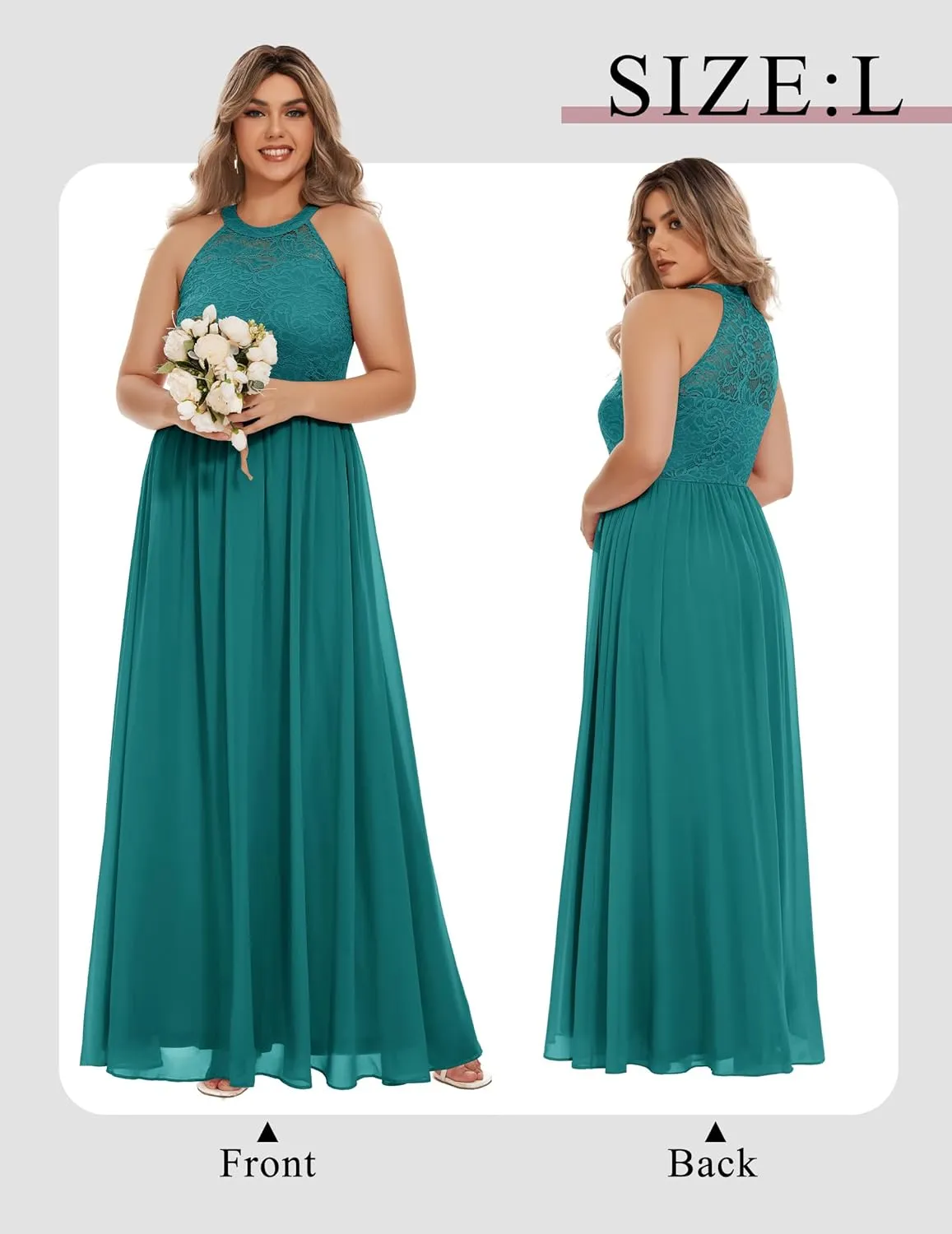 Wedtrend Women's Formal Dress, Halter Long Prom Dress Floral Lace Bridesmaid Dresses