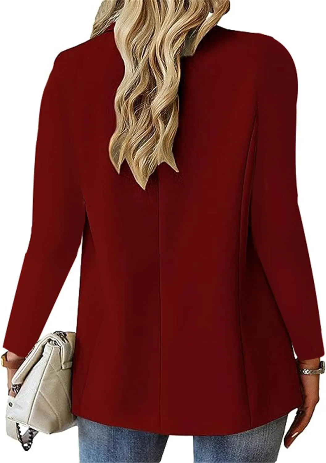 Women Blazers for Work Casual Button Lapel Open Front Business Blazer Dressy Long Sleeve Suit Jackets with Pocket