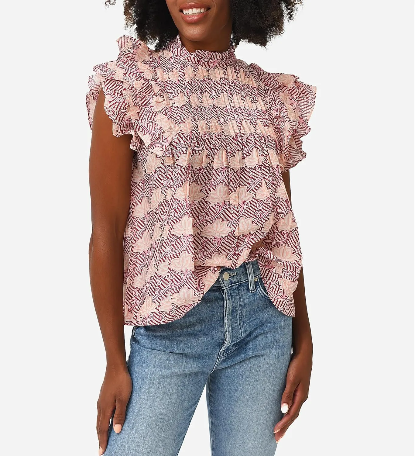 Women Boho Floral Blouse Ruffle Flutter Sleeve V Neck Patchwork Peplum Babydoll Shirt Summer Y2K Going Out Tops