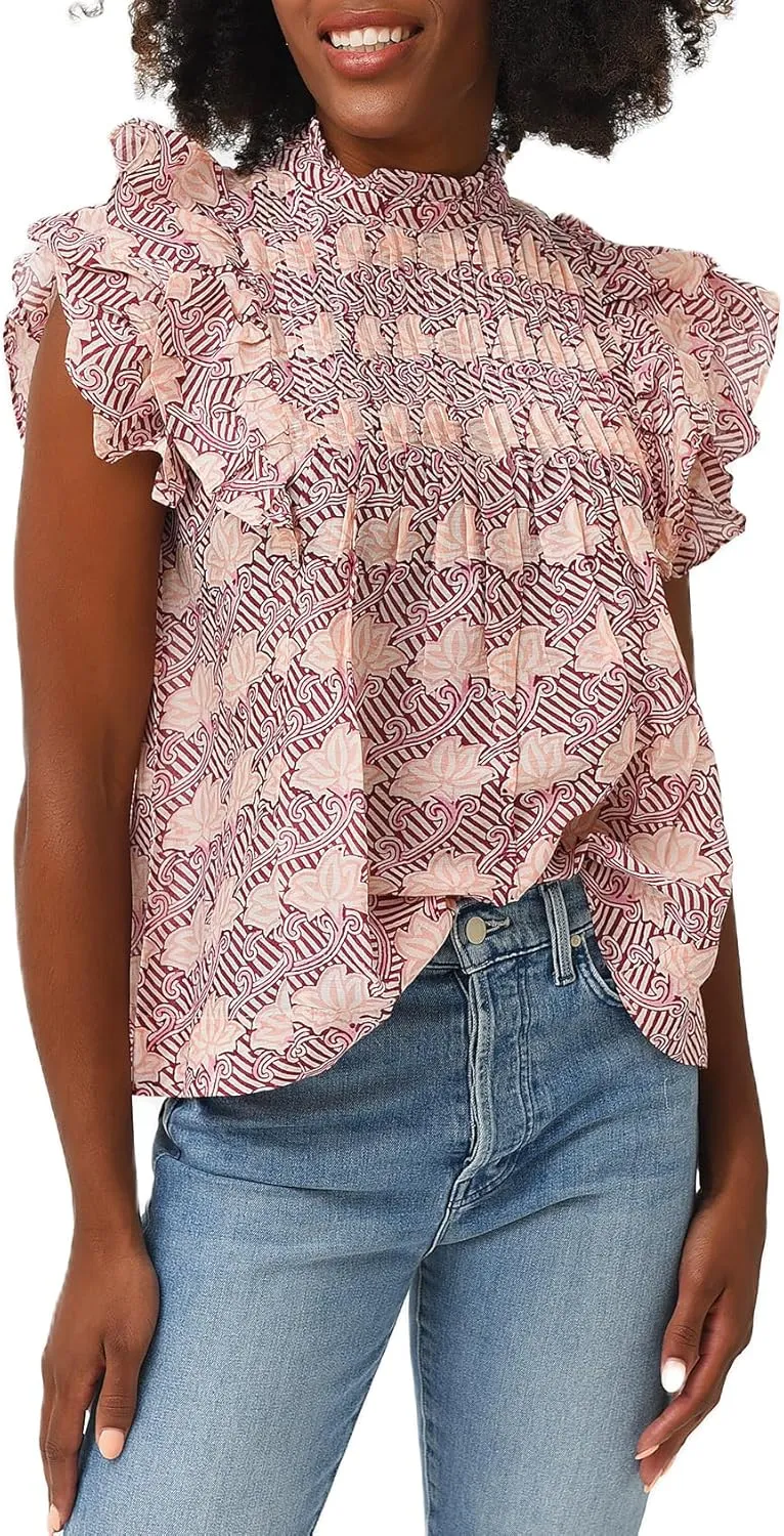 Women Boho Floral Blouse Ruffle Flutter Sleeve V Neck Patchwork Peplum Babydoll Shirt Summer Y2K Going Out Tops