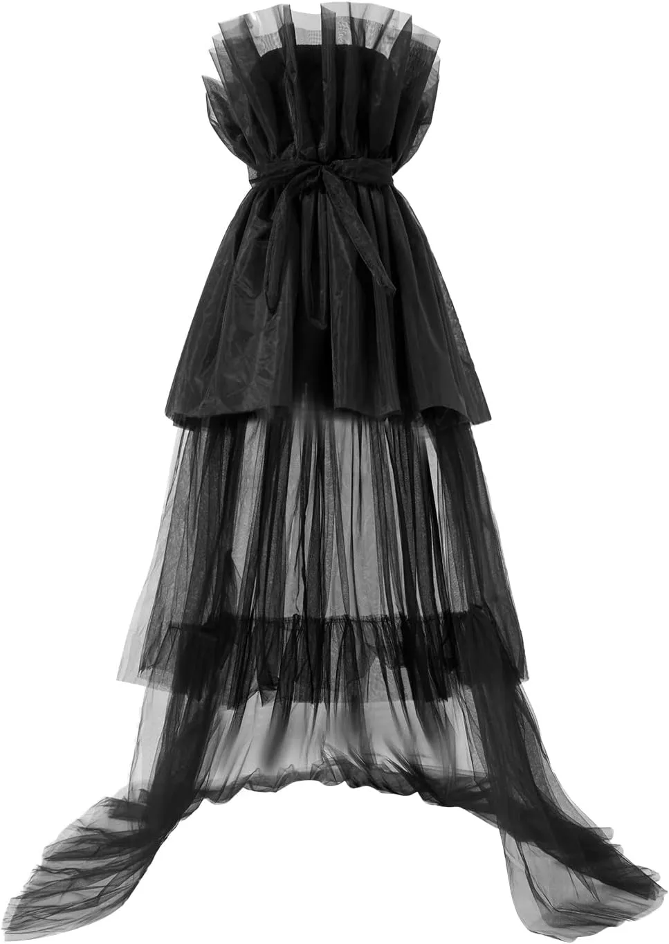 Women 's High Low Tulle Dress Strapless Off Shouler Tiered Cocktail Party Dress Prom Gown Evening Dress
