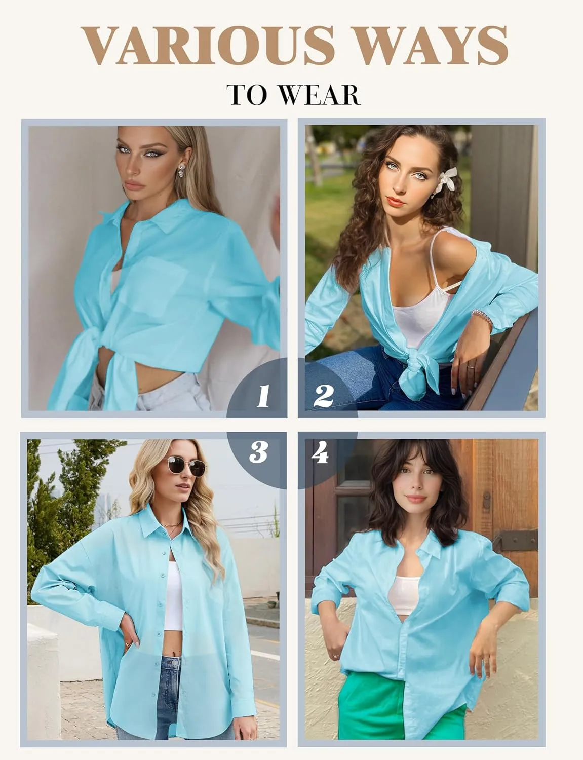 Womens Button Down Shirts, Long Sleeve Cotton Blouse for Women Casual, Collar Long Sleeve Blouse Tops for Pocket