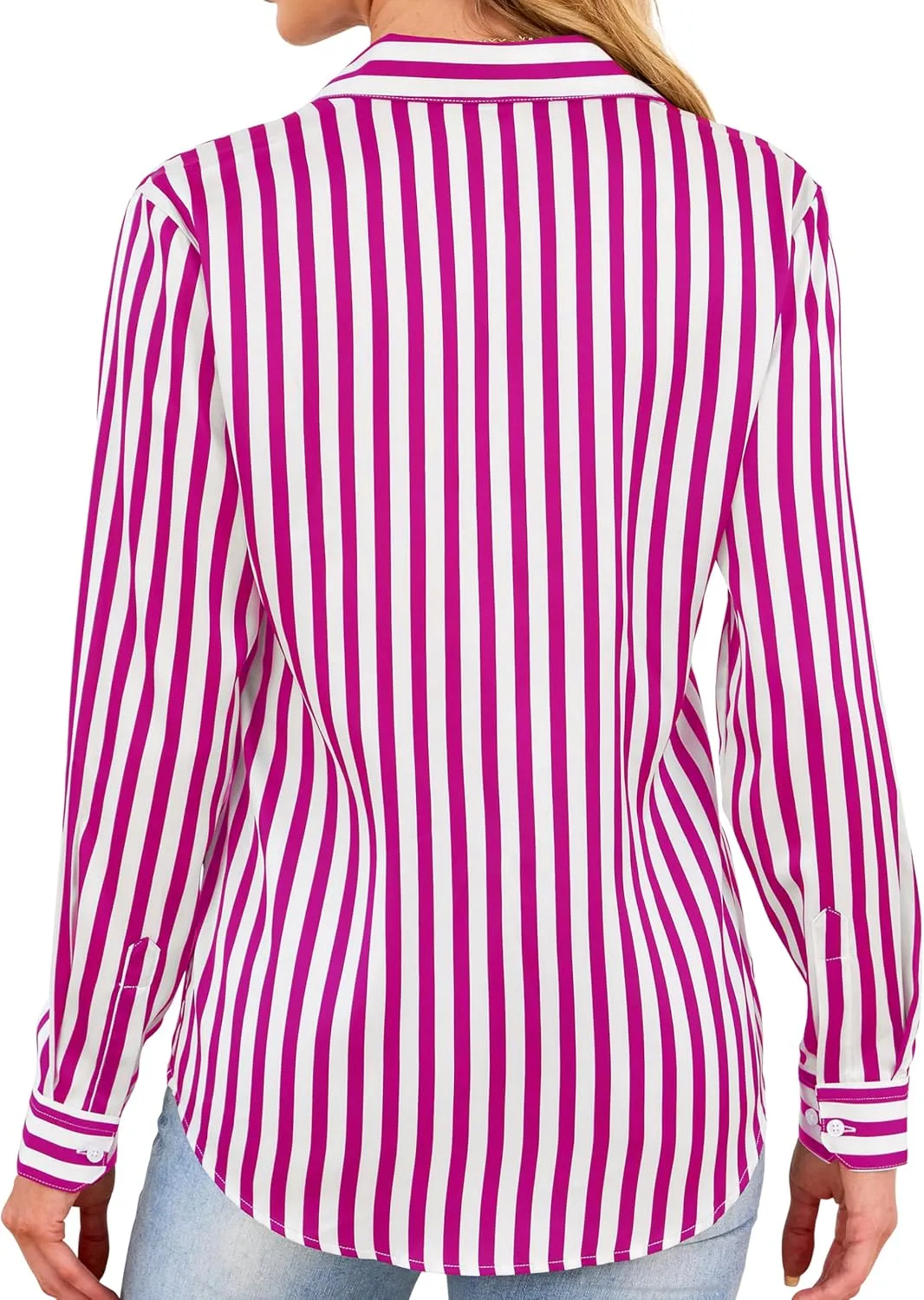 Wrinkle-Resistant Women Silky Button Down Shirts 2025 Fashion Printed Long Sleeve Blouse Dressy Casual Tops
