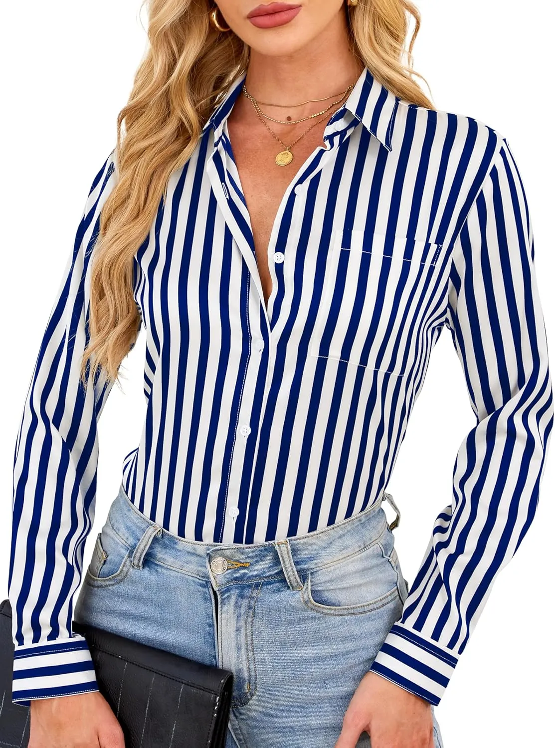 Wrinkle-Resistant Women Silky Button Down Shirts 2025 Fashion Printed Long Sleeve Blouse Dressy Casual Tops