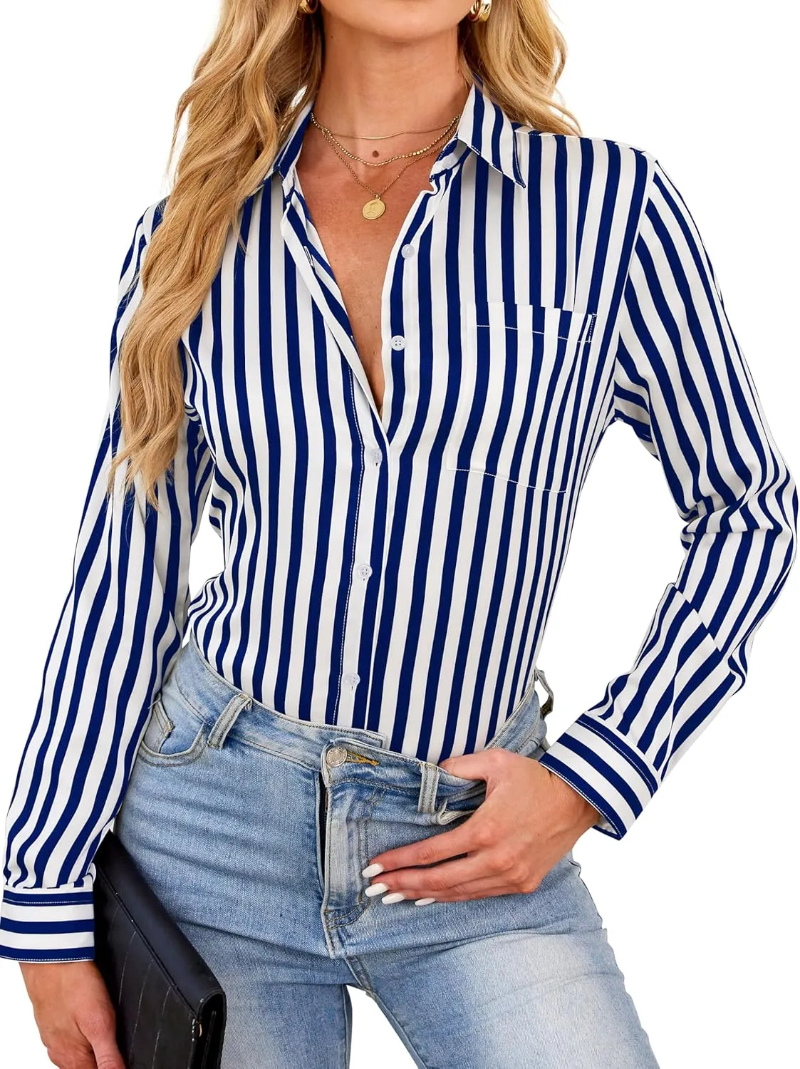 Wrinkle-Resistant Women Silky Button Down Shirts 2025 Fashion Printed Long Sleeve Blouse Dressy Casual Tops