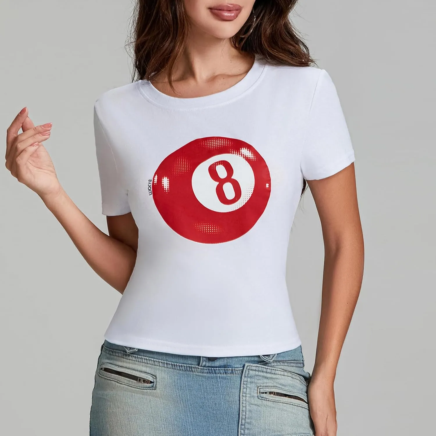 Y2k Womens Graphic Baby Tee Slim Fit Short Sleeve Crop Tops Funny Letter Animal Print Shirts 90s 2000s Streetwear